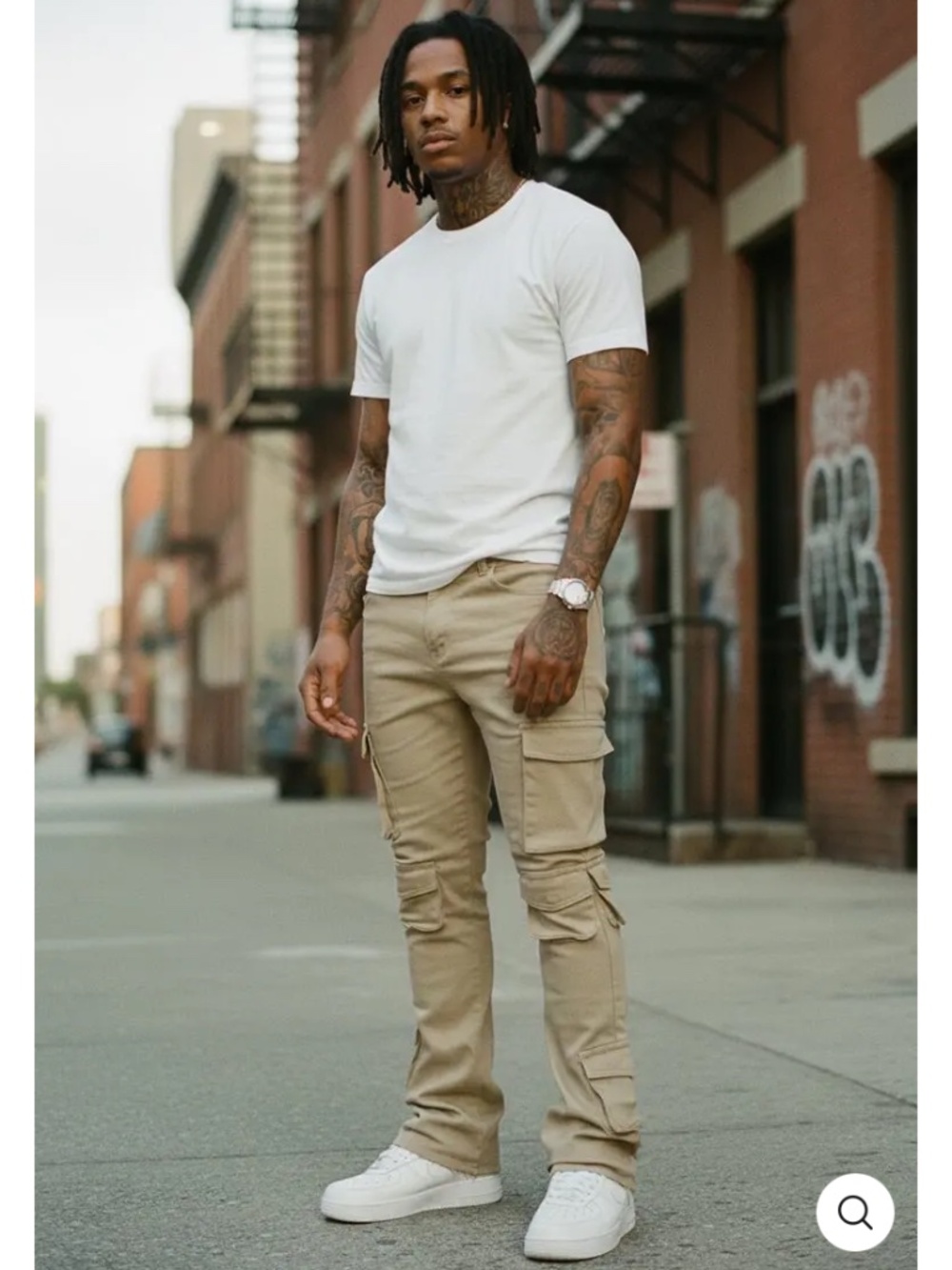 Vortex stacked cargo denim(KHAKI)